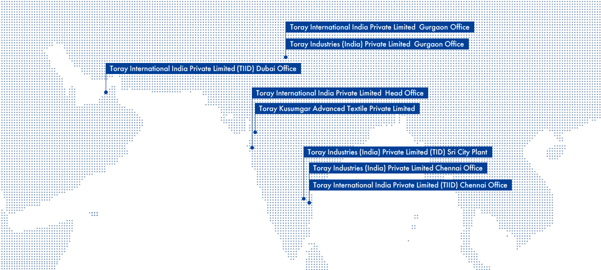 Map of Toray Group Companies in India